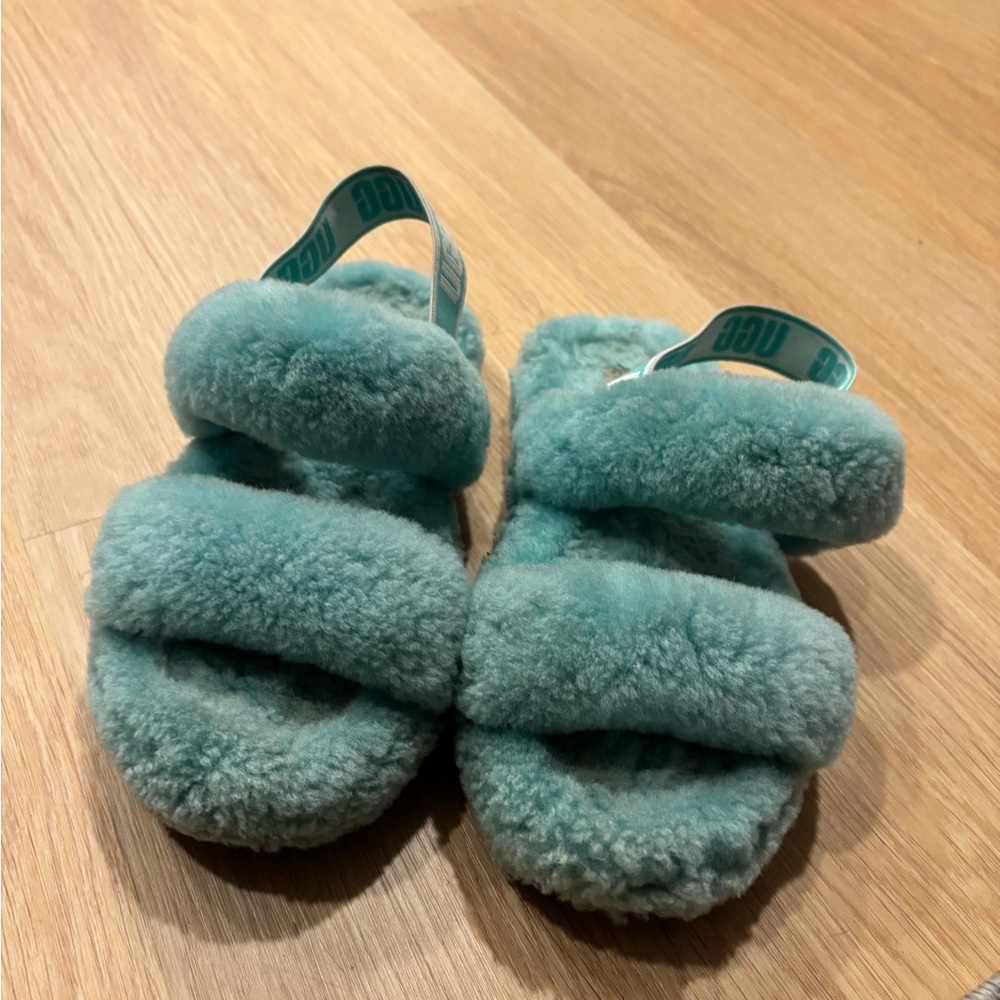 UGG Soft Blue Fluffy Slippers